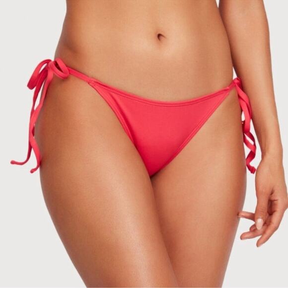 Frederick's Of Hollywood Cheeky Bikini Tie Waist Swim Bottom Medium Geranium NWT - Picture 1 of 6